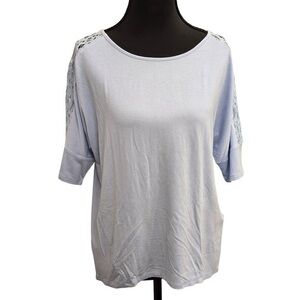 Light Blue Women's Top with Lace Detail